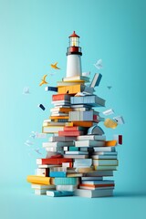A book-based lighthouse that directs visitors to information © CHA