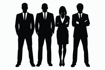 full length silhouettes of business people.eps