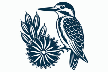 kingfisher cactus vector silhouette illustration.eps