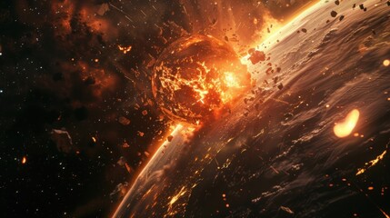 Abstract background of Earth and sun colliding