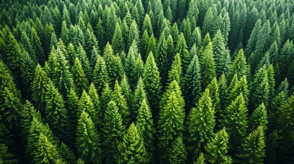 Lush green coniferous forest stretches across the landscape during daylight