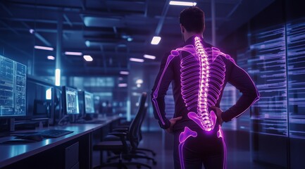 Man Standing with Hand on Hip - Back View