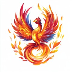 Fototapeta premium Cute and Adorable Phoenix Illustration on White Background, Perfect for Fantasy and Mythical Designs Generative AI