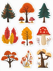 Obraz premium Fall Season Landscape with Trees, Mushrooms and Text Generative AI