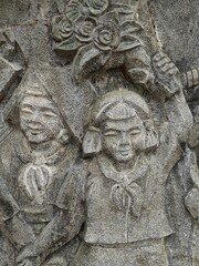 Lintel sculpture background, Ancient low relief, Art background.