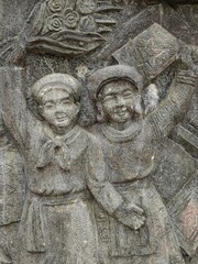 Lintel sculpture background, Ancient low relief, Art background.