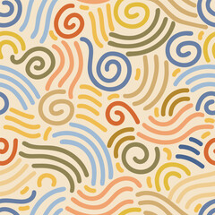 Abstract and playful pattern with swirling, curved lines and spirals