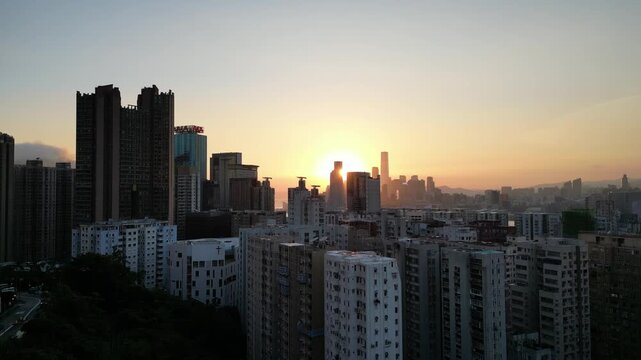 North Point ,Hong Kong island panorama with Victoria harbor, Aug 4 2024