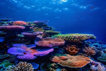 Underwater Coral Reef with Vibrant Colors and Lush Growth