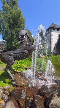 Einhorn-Statue im Kurpark in Seefeld, Tirol, &Ouml;sterreich, Europa