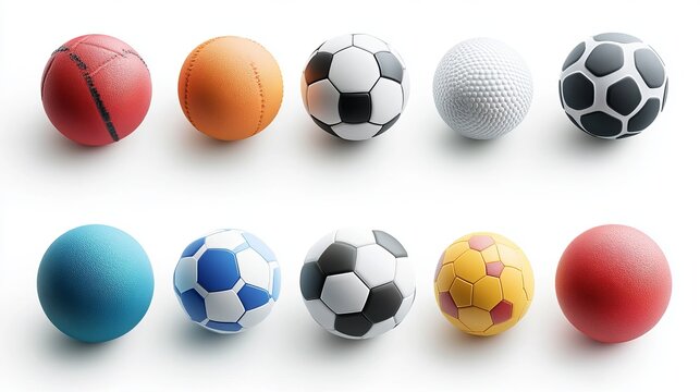 Icons of various sports balls, isolated on a white background.