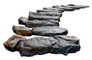 Cobblestone road isolated on a transparent background for web, banner, wallpaper
