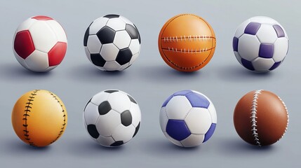 A collection of various sports balls.