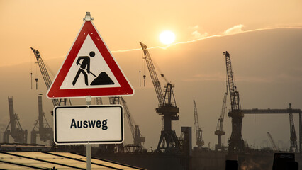 Signposts the direct way to Way out