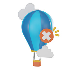 Empty Hot Air Balloon 3D Illustration, kybound Journey Icon