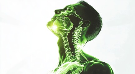 Glowing Man's Neck and Shoulders: A Detailed View