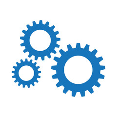 Gear wheel abstract vector set. Collection of different blue cogwheels isolated on white. Doodle style gear mechanism. New business idea, teamwork, progress, technology concept.