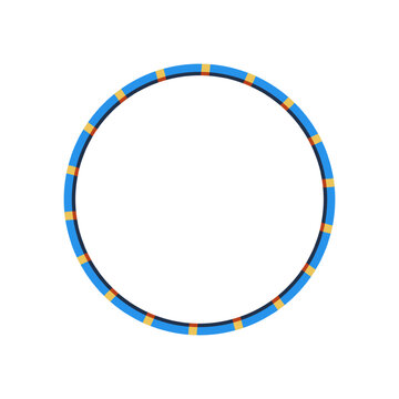 Hula hoop blue yellow icon. Kids hoop. Sport equipment for workout. Training accessories for fitness club or home exercises. Flat vector illustration isolated on white.