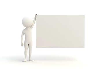 3d character , man holding a emplty board- 3d rendering