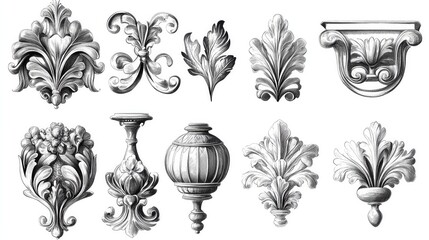 High-resolution vector illustrations of hand-drawn decorative elements, isolated on a white background