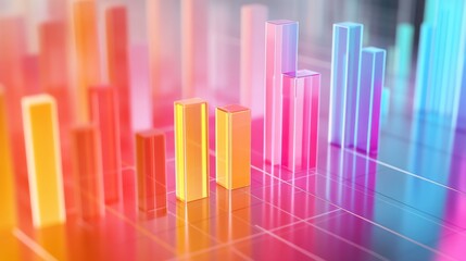 A high-resolution image of a 3D bar graph with varying heights, showcasing a detailed and colorful representation of data, with gridlines and a clean background for clarity