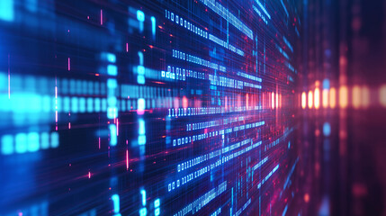 Obraz premium 3D rendering, abstract futuristic background. Virtual reality, cyber security, electronics, network, cryptography, quantum computer. Technology, communication, education and science project