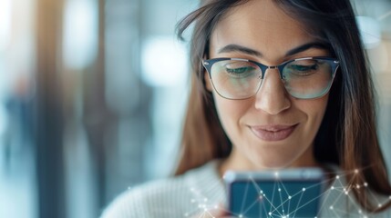 Modern Woman Engaging in Secure e-KYC Compliance System for Identity Verification