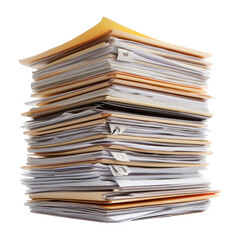 Stack Of Business Reports And Documents On Transparent Png Background For Business Documentation . Generative ai