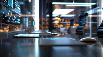 Digital Workplace Revolution: Futuristic Office with Virtual Workspaces, Metaverse, and Seamless Internet Connection