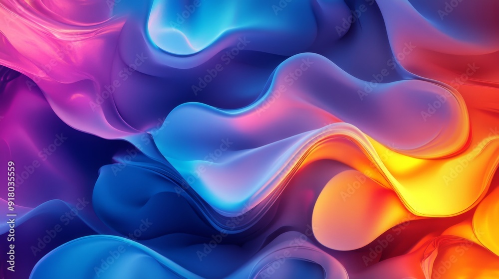 Poster A mesmerizing abstract background featuring flowing waves of vibrant colors blending seamlessly, creating a dynamic and fluid visual effect.