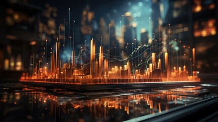 Fototapeta premium Futuristic Stock Growth Visualization Featuring Sleek Digital Design and Advanced Analytics