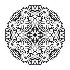 Mandala flower line art for drawing and coloring page