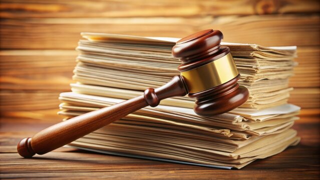 a wooden gavel lies on a stack of documents, symbolizing the finalization of a law or policy's last governing principle.