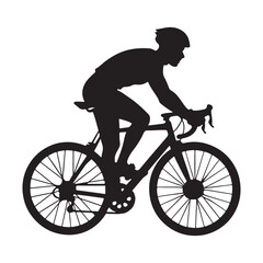 man riding a bicycle silhouette, on a white background vector