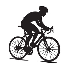 man riding a bicycle silhouette, on a white background vector