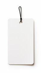 Fototapeta premium Blank White Tag with Black String Isolated on White Background