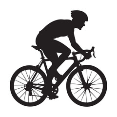 man riding a bicycle silhouette, on a white background vector