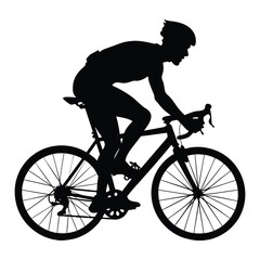 Obraz premium man riding a bicycle silhouette, on a white background vector