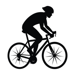 Obraz premium man riding a bicycle silhouette, on a white background vector
