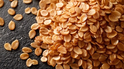 Sesame Seeds Spread Out in a Fan-Shaped Manner, Top-Down View, Clean Background, Food Photography Concept Generative AI