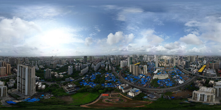 Mumbai Skyline v7 8K 360 degree, equirectangular projection, environment map. HDRI spherical panorama - Powered by Adobe
