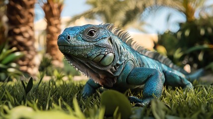 Fototapeta premium Blue Iguana in Tropical Paradise