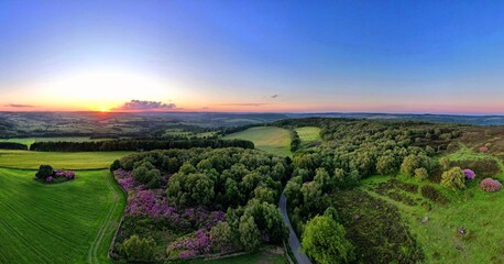 Sunset Over Stanton Moor, Derbyshire, Peak District National Park, UK, Drone photography, Landscape Photography