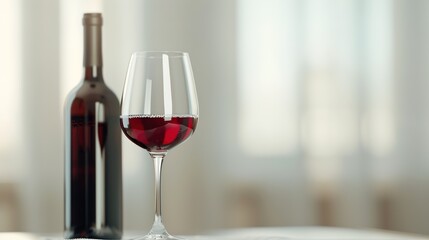 Elegant Wine Glass and Bottle for Fine Dining Experience - A Symbol of Sophistication and Luxury