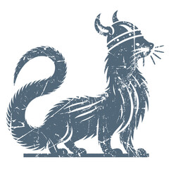 Distressed Mongoose Illustration - A detailed mongoose illustration with a distressed, vintage look.