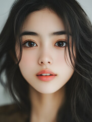 黒髪かわいい日本人美少女のクローズアップ