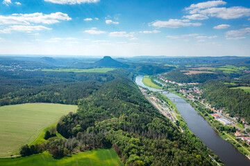 Obraz premium aerial view of saxon switzerland