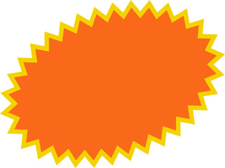 Orange round price stickers, sunburst promo tags, retro discount emblems. Collection of special offer sale oval and round shaped sunburst labels and badges. Vector .