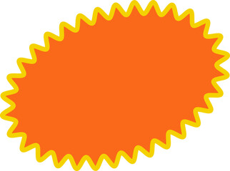 Orange round price stickers, sunburst promo tags, retro discount emblems. Collection of special offer sale oval and round shaped sunburst labels and badges. Vector .