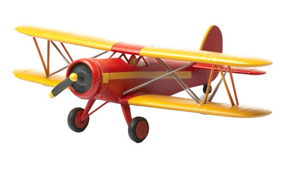 Toy Biplane with Red Body and Yellow Wings